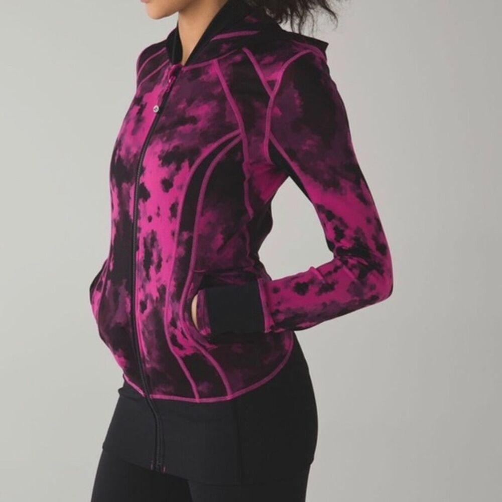 lululemon athletica Pink & Black Tie-Dye Hooded Jacket